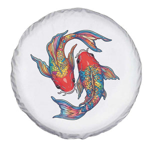 Rainbow Koi Fish LGBTQ Pride Spare Tire Cover Colorful Japanese Carp
