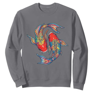 Rainbow Koi Fish LGBTQ Pride Sweatshirt Colorful Japanese Carp