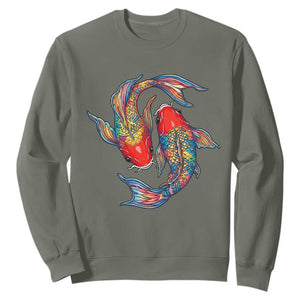 Rainbow Koi Fish LGBTQ Pride Sweatshirt Colorful Japanese Carp