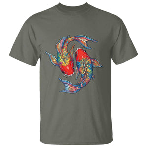 Rainbow Koi Fish LGBTQ Pride T Shirt Colorful Japanese Carp TS12 Military Green Print Your Wear
