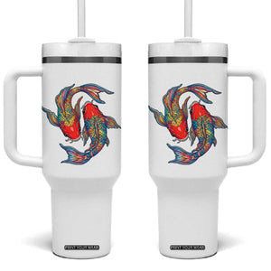 Rainbow Koi Fish LGBTQ Pride Tumbler With Handle Colorful Japanese Carp