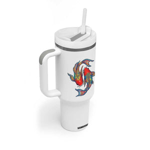 Rainbow Koi Fish LGBTQ Pride Tumbler With Handle Colorful Japanese Carp