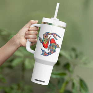 Rainbow Koi Fish LGBTQ Pride Tumbler With Handle Colorful Japanese Carp