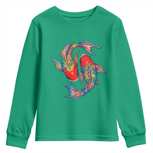Rainbow Koi Fish LGBTQ Pride Youth Sweatshirt Colorful Japanese Carp