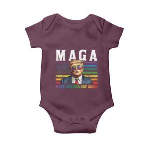 Make America Gay Again Baby Onesie LGBTQ Political Satire TS12 Maroon Print Your Wear
