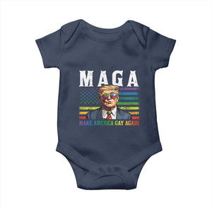 Make America Gay Again Baby Onesie LGBTQ Political Satire TS12 Navy Print Your Wear