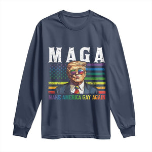 Make America Gay Again Long Sleeve Shirt LGBTQ Political Satire TS12 Navy Print Your Wear