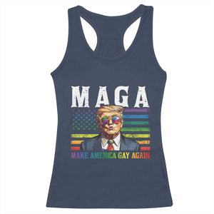 Make America Gay Again Racerback Tank Top LGBTQ Political Satire TS12 Navy Print Your Wear