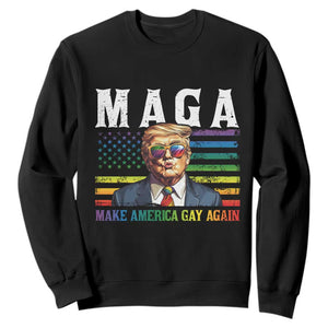 Make America Gay Again Sweatshirt LGBTQ Political Satire TS12 Black Print Your Wear