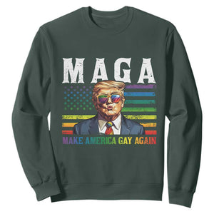 Make America Gay Again Sweatshirt LGBTQ Political Satire TS12 Dark Forest Green Print Your Wear
