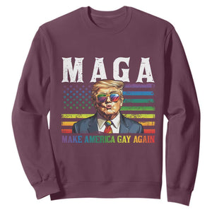 Make America Gay Again Sweatshirt LGBTQ Political Satire TS12 Maroon Print Your Wear