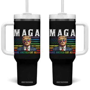 Make America Gay Again Tumbler With Handle LGBTQ Political Satire TS12 One Size: 40 oz Black Print Your Wear