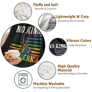 No Kings In America LGBT Pride Throw Blanket Anti Authoritarian Political