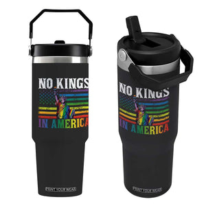 No Kings In America LGBT Pride Flip Straw Tumbler Anti Authoritarian Political TS12 One Size: 30 oz Black Print Your Wear