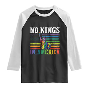 No Kings In America LGBT Pride Raglan Shirt Anti Authoritarian Political
