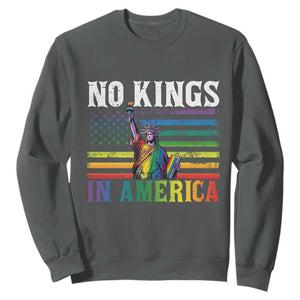 No Kings In America LGBT Pride Sweatshirt Anti Authoritarian Political TS12 Dark Heather Print Your Wear