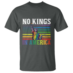 No Kings In America LGBT Pride T Shirt Anti Authoritarian Political TS12 Dark Heather Print Your Wear