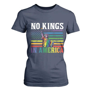 No Kings In America LGBT Pride T Shirt For Women Anti Authoritarian Political TS12 Navy Print Your Wear