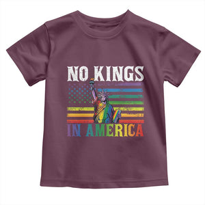 No Kings In America LGBT Pride Toddler T Shirt Anti Authoritarian Political TS12 Maroon Print Your Wear