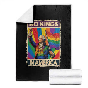 Funny Patriotic LGBT Graphic Throw Blanket No Kings In America