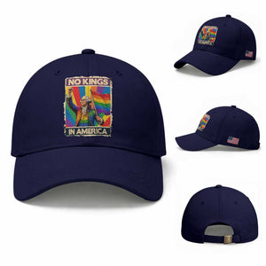 Funny Patriotic LGBT Graphic Baseball Cap No Kings In America TS12 Baseball Cap Universal Fit Dark Blue Print Your Wear