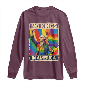 Funny Patriotic LGBT Graphic Long Sleeve Shirt No Kings In America