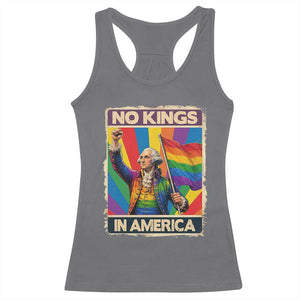Funny Patriotic LGBT Graphic Racerback Tank Top No Kings In America TS12 Charcoal Print Your Wear