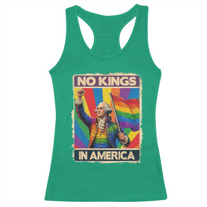 Funny Patriotic LGBT Graphic Racerback Tank Top No Kings In America TS12 Irish Green Print Your Wear
