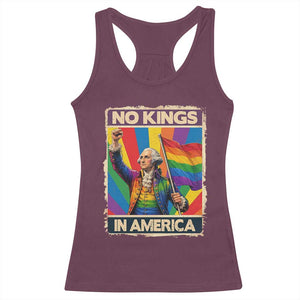 Funny Patriotic LGBT Graphic Racerback Tank Top No Kings In America TS12 Maroon Print Your Wear