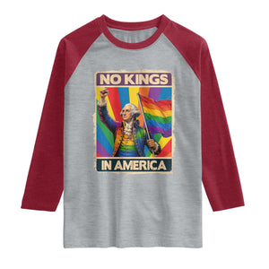 Funny Patriotic LGBT Graphic Raglan Shirt No Kings In America
