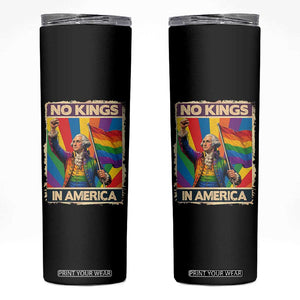 Funny Patriotic LGBT Graphic Skinny Tumbler No Kings In America TS12 Black Print Your Wear