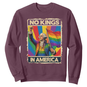 Funny Patriotic LGBT Graphic Sweatshirt No Kings In America TS12 Maroon Print Your Wear