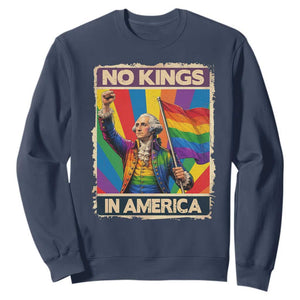 Funny Patriotic LGBT Graphic Sweatshirt No Kings In America TS12 Navy Print Your Wear