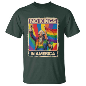 Funny Patriotic LGBT Graphic T Shirt No Kings In America TS12 Dark Forest Green Print Your Wear