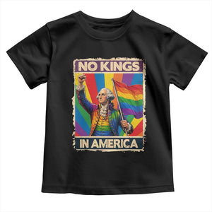 Funny Patriotic LGBT Graphic Toddler T Shirt No Kings In America TS12 Black Print Your Wear