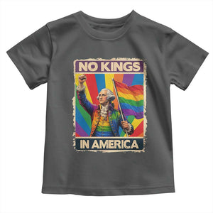 Funny Patriotic LGBT Graphic Toddler T Shirt No Kings In America TS12 Dark Heather Print Your Wear