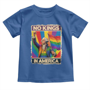 Funny Patriotic LGBT Graphic Toddler T Shirt No Kings In America TS12 Royal Blue Print Your Wear