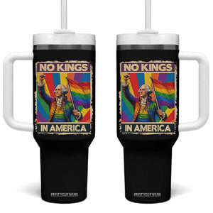 Funny Patriotic LGBT Graphic Tumbler With Handle No Kings In America TS12 One Size: 40 oz Black Print Your Wear