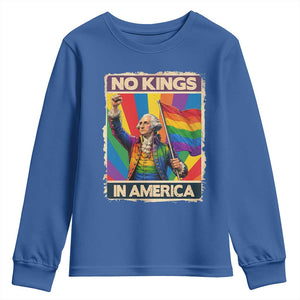 Funny Patriotic LGBT Graphic Youth Sweatshirt No Kings In America TS12 Royal Blue Print Your Wear