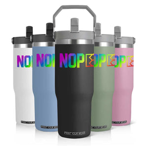 Nope No Kings Graphic Flip Straw Tumbler Humorous Political Gift TS12 Print Your Wear