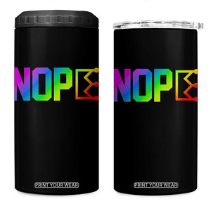 Nope No Kings Graphic 4 in 1 Can Cooler Tumbler Humorous Political Gift