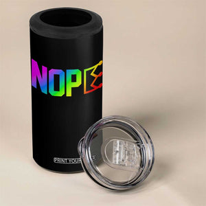 Nope No Kings Graphic 4 in 1 Can Cooler Tumbler Humorous Political Gift