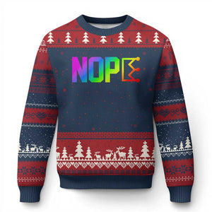 Nope No Kings Graphic Ugly Christmas Sweater Humorous Political Gift