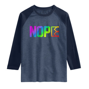 Nope No Kings Graphic Raglan Shirt Humorous Political Gift