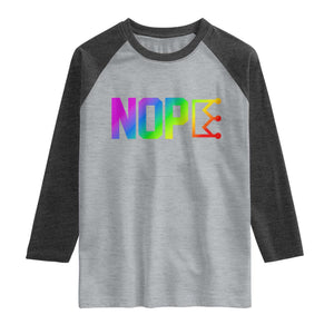 Nope No Kings Graphic Raglan Shirt Humorous Political Gift