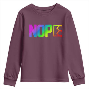 Nope No Kings Graphic Youth Sweatshirt Humorous Political Gift