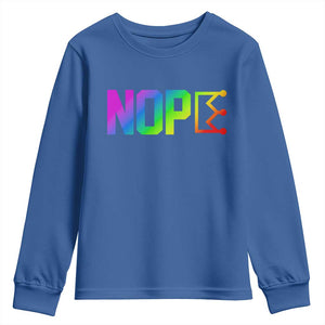 Nope No Kings Graphic Youth Sweatshirt Humorous Political Gift