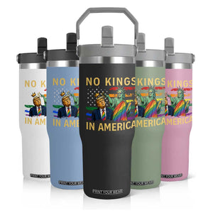 No Kings In America Statue Of Liberty Pride Flip Straw Tumbler Humorous Political Gift