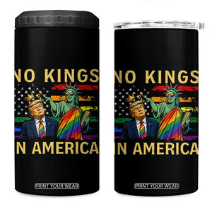 No Kings In America Statue Of Liberty Pride 4 in 1 Can Cooler Tumbler Humorous Political Gift TS12 One Size: 16 oz Black Print Your Wear