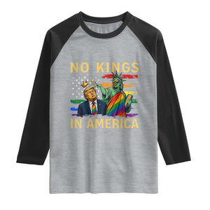 No Kings In America Statue Of Liberty Pride Raglan Shirt Humorous Political Gift TS12 Heather Gray Black Print Your Wear